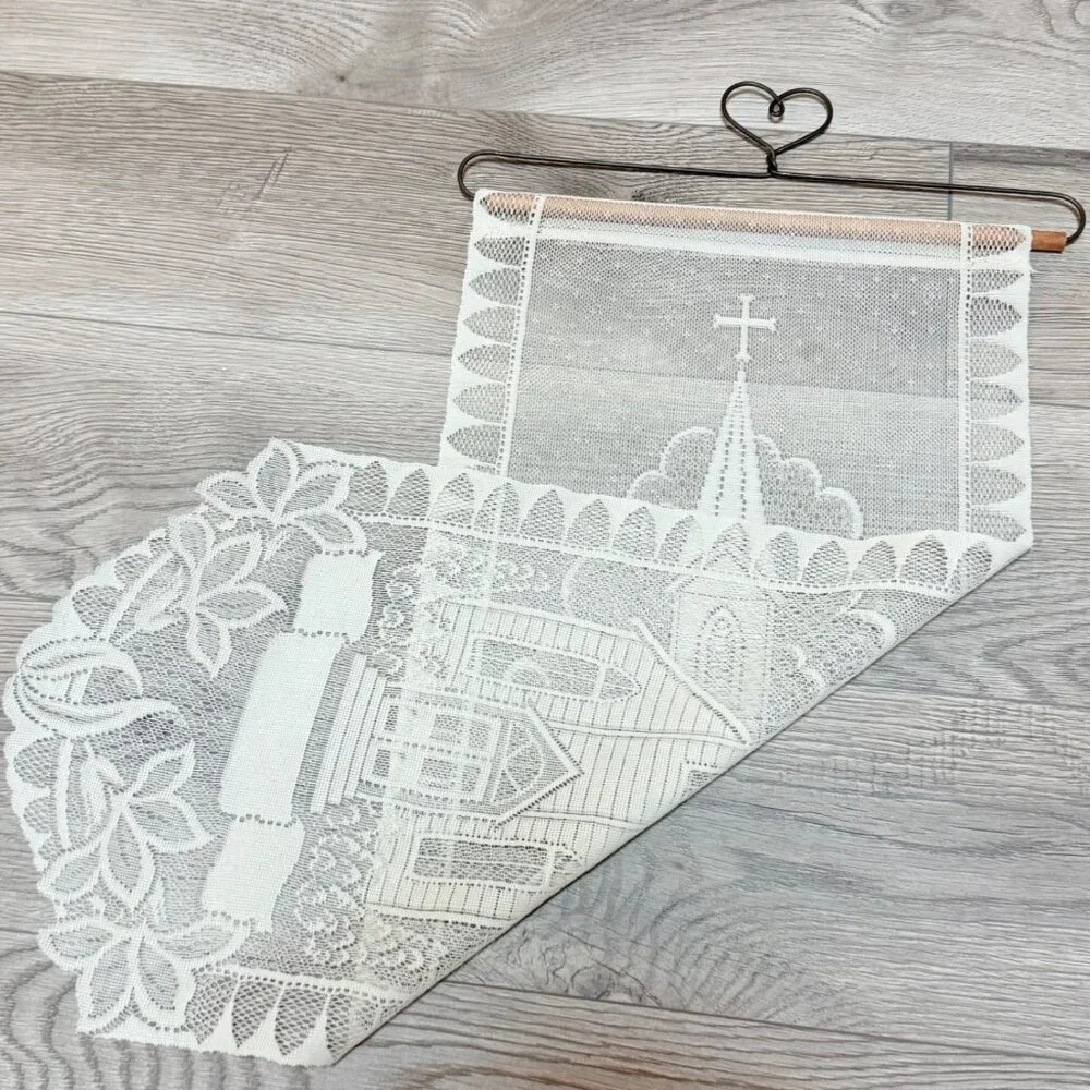 Decorative Lace Wall Door Art Hanging Tapestry Religious Country Church Motif